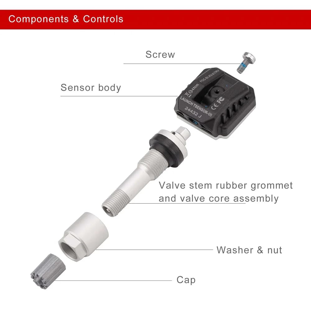Launch TSENSOR-05 Sensor TPMS Metálico 315/433 MHz | Paquete de 4, vista 3